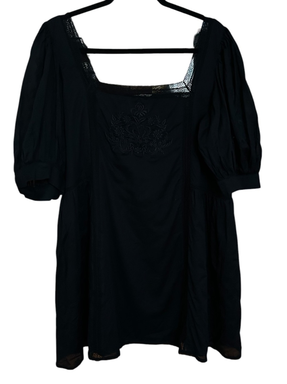 Aritzia Wilfred La Boheme Mini Puff Sleeve Cotton lace Dress black size large - Picture 4 of 8